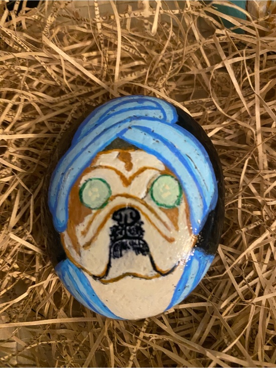 Hand Crafted Other - Hand-Painted  Bulldog at Spa Rock Art